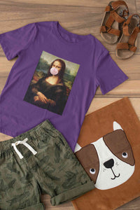 Bubble Gum Mona Lisa Women Half Sleeves T-shirt- KidsFashionVilla