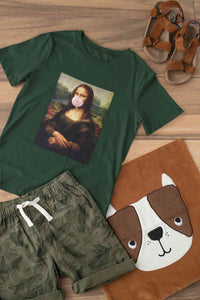 Bubble Gum Mona Lisa Women Half Sleeves T-shirt- KidsFashionVilla