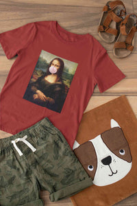 Bubble Gum Mona Lisa Women Half Sleeves T-shirt- KidsFashionVilla
