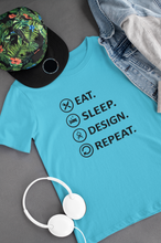 Load image into Gallery viewer, Eat Sleep Design Funny Architect Profession Women Half Sleeves T-shirt- KidsFashionVilla
