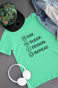 Eat Sleep Design Funny Architect Profession Women Half Sleeves T-shirt- KidsFashionVilla