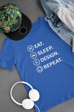 Load image into Gallery viewer, Eat Sleep Design Funny Architect Profession Women Half Sleeves T-shirt- KidsFashionVilla

