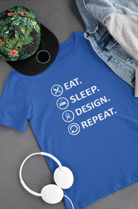 Eat Sleep Design Funny Architect Profession Women Half Sleeves T-shirt- KidsFashionVilla