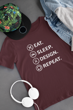 Load image into Gallery viewer, Eat Sleep Design Funny Architect Profession Women Half Sleeves T-shirt- KidsFashionVilla
