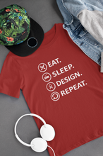 Load image into Gallery viewer, Eat Sleep Design Funny Architect Profession Women Half Sleeves T-shirt- KidsFashionVilla
