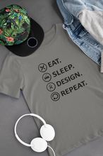 Load image into Gallery viewer, Eat Sleep Design Funny Architect Profession Women Half Sleeves T-shirt- KidsFashionVilla

