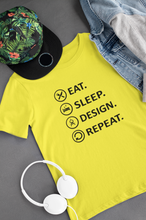 Load image into Gallery viewer, Eat Sleep Design Funny Architect Profession Women Half Sleeves T-shirt- KidsFashionVilla
