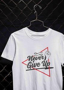 Never Give Up Mens Half Sleeves T-shirt- KidsFashionVilla