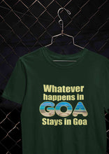 Load image into Gallery viewer, Whatever happens In Goa Stays In Goa Women Half Sleeves T-shirt- KidsFashionVilla

