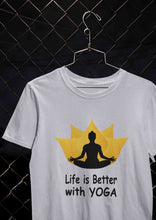Load image into Gallery viewer, Life Is Better With Yoga Mens Half Sleeves T-shirt- KidsFashionVilla

