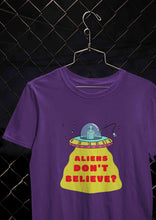 Load image into Gallery viewer, Aliens Do Not Beleive Women Half Sleeves T-shirt- KidsFashionVilla
