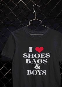 I Love Shoes Bags And Boys Women Half Sleeves T-shirt- KidsFashionVilla