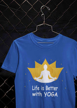 Load image into Gallery viewer, Life Is Better With Yoga Mens Half Sleeves T-shirt- KidsFashionVilla
