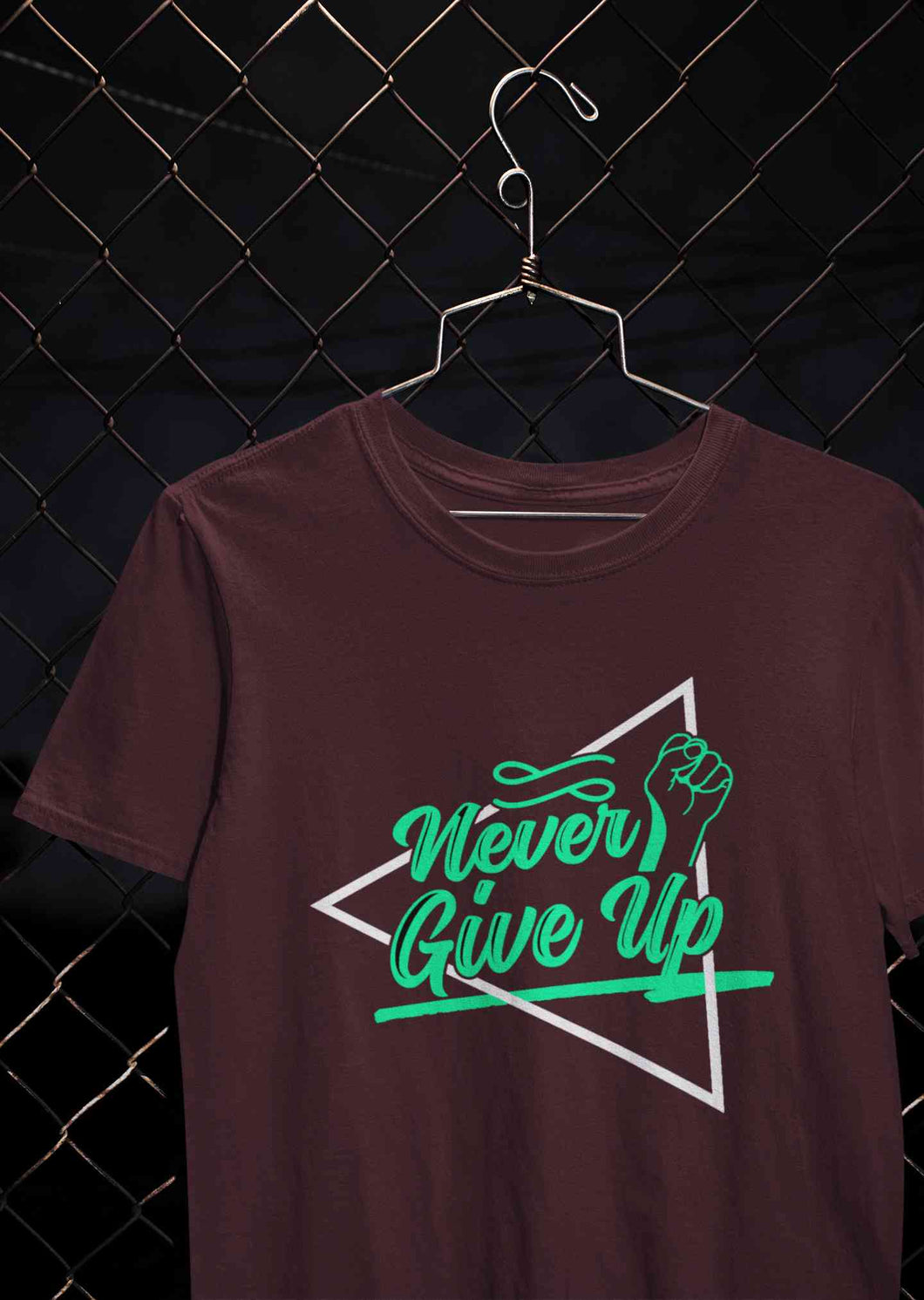 Never Give Up Mens Half Sleeves T-shirt- KidsFashionVilla