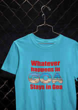 Load image into Gallery viewer, Whatever happens In Goa Stays In Goa Women Half Sleeves T-shirt- KidsFashionVilla
