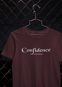 Confidence Wear It Like Makeup Quotes Women Half Sleeves T-shirt- KidsFashionVilla