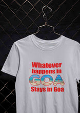 Load image into Gallery viewer, Whatever happens In Goa Stays In Goa Women Half Sleeves T-shirt- KidsFashionVilla
