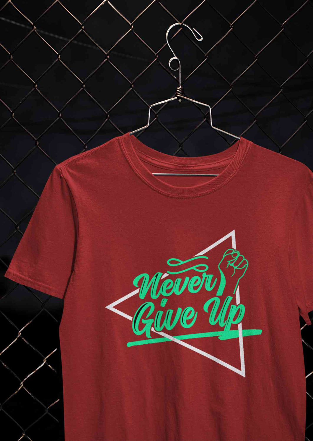 Never Give Up Mens Half Sleeves T-shirt- KidsFashionVilla