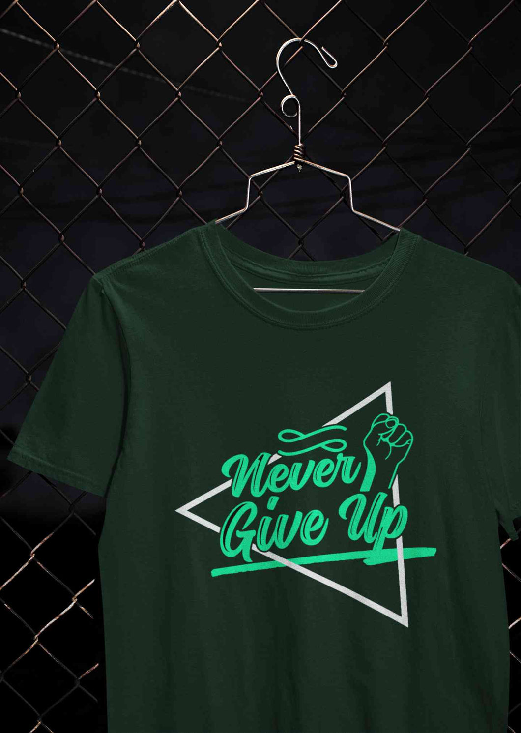 Never Give Up Mens Half Sleeves T-shirt- KidsFashionVilla