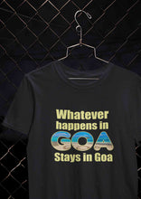 Load image into Gallery viewer, Whatever happens In Goa Stays In Goa Women Half Sleeves T-shirt- KidsFashionVilla
