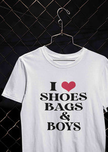 I Love Shoes Bags And Boys Women Half Sleeves T-shirt- KidsFashionVilla