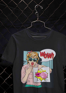 Suprised Pop Art  Cartoon Women Half Sleeves T-shirt- KidsFashionVilla