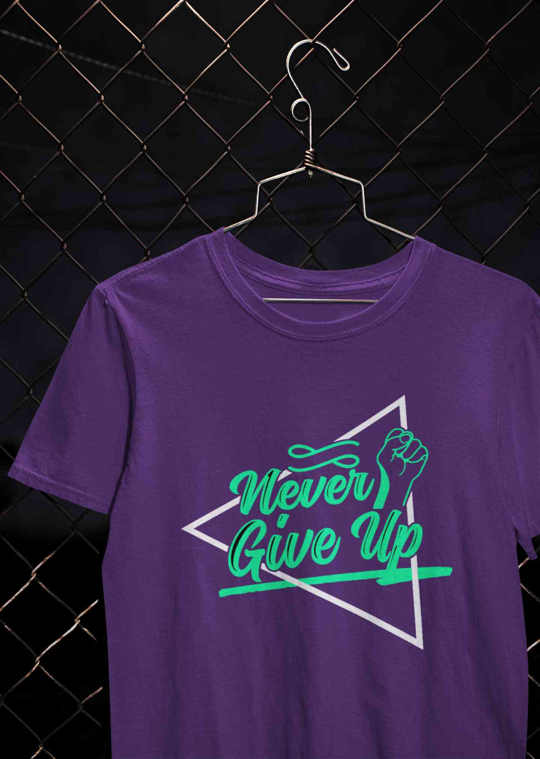 Never Give Up Mens Half Sleeves T-shirt- KidsFashionVilla
