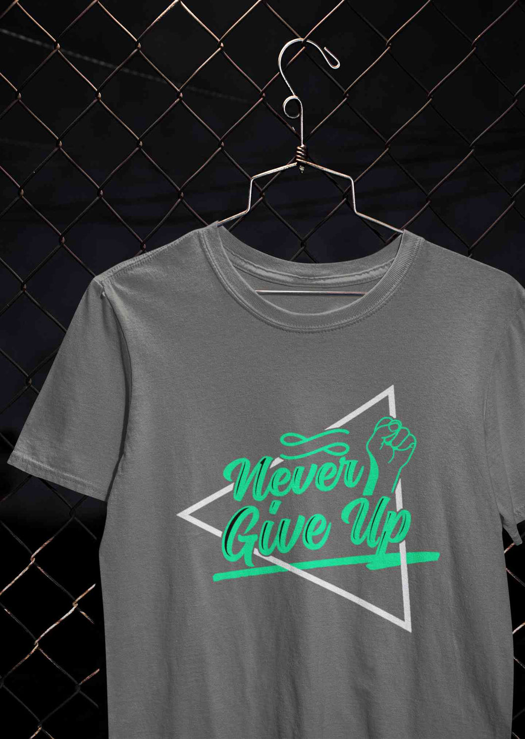 Never Give Up Mens Half Sleeves T-shirt- KidsFashionVilla