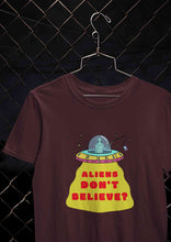 Load image into Gallery viewer, Aliens Do Not Beleive Women Half Sleeves T-shirt- KidsFashionVilla
