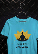 Load image into Gallery viewer, Life Is Better With Yoga Mens Half Sleeves T-shirt- KidsFashionVilla
