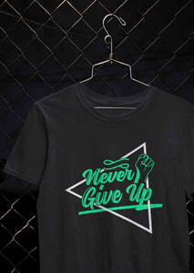 Never Give Up Mens Half Sleeves T-shirt- KidsFashionVilla