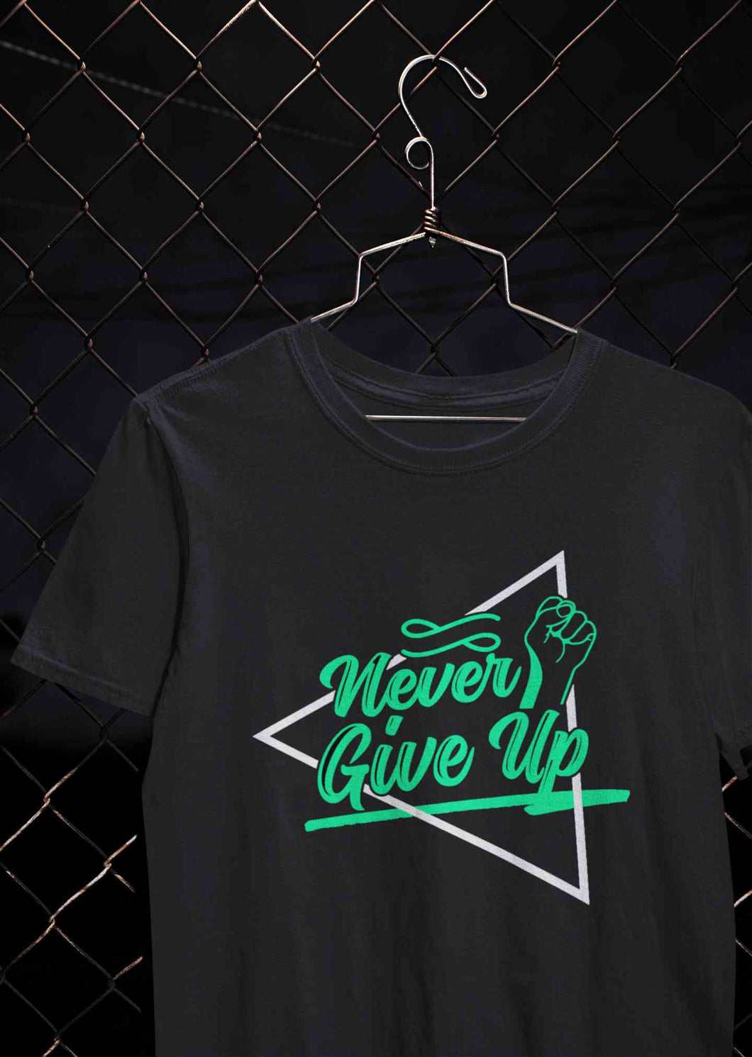 Never Give Up Mens Half Sleeves T-shirt- KidsFashionVilla