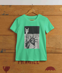 Statue Of Liberty Print Women Half Sleeves T-shirt- KidsFashionVilla