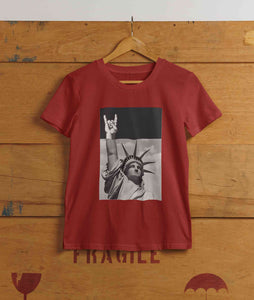 Statue Of Liberty Print Women Half Sleeves T-shirt- KidsFashionVilla