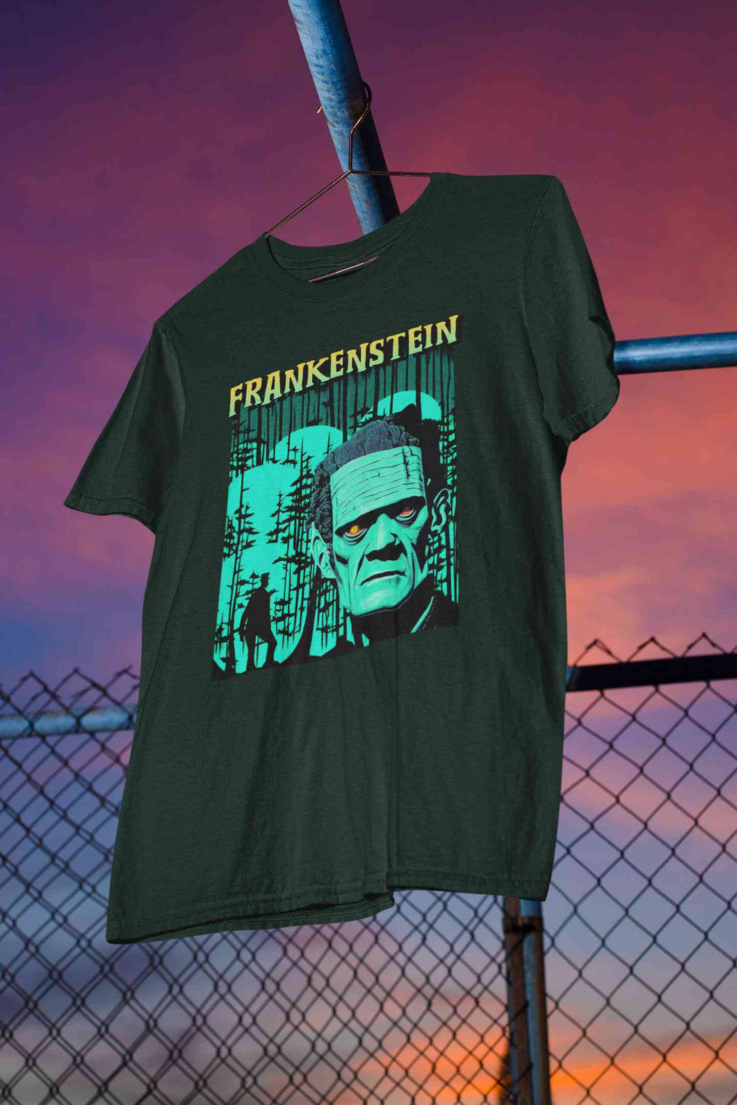 Horror Theme Frankenstein Mens Half Sleeves T-shirt- KidsFashionVilla