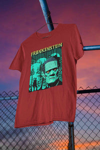 Horror Theme Frankenstein Women Half Sleeves T-shirt- KidsFashionVilla