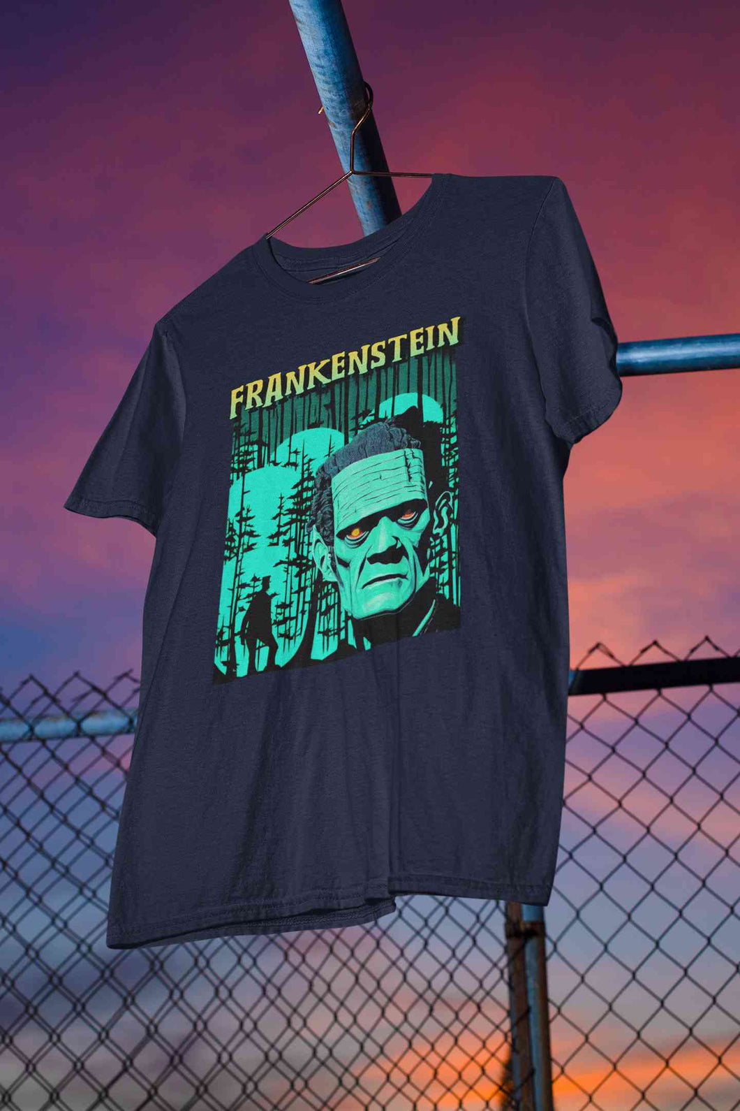 Horror Theme Frankenstein Mens Half Sleeves T-shirt- KidsFashionVilla