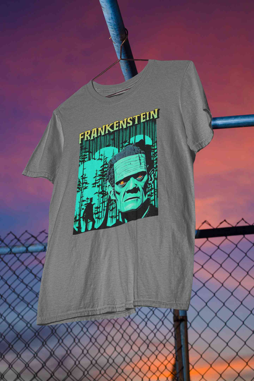 Horror Theme Frankenstein Mens Half Sleeves T-shirt- KidsFashionVilla