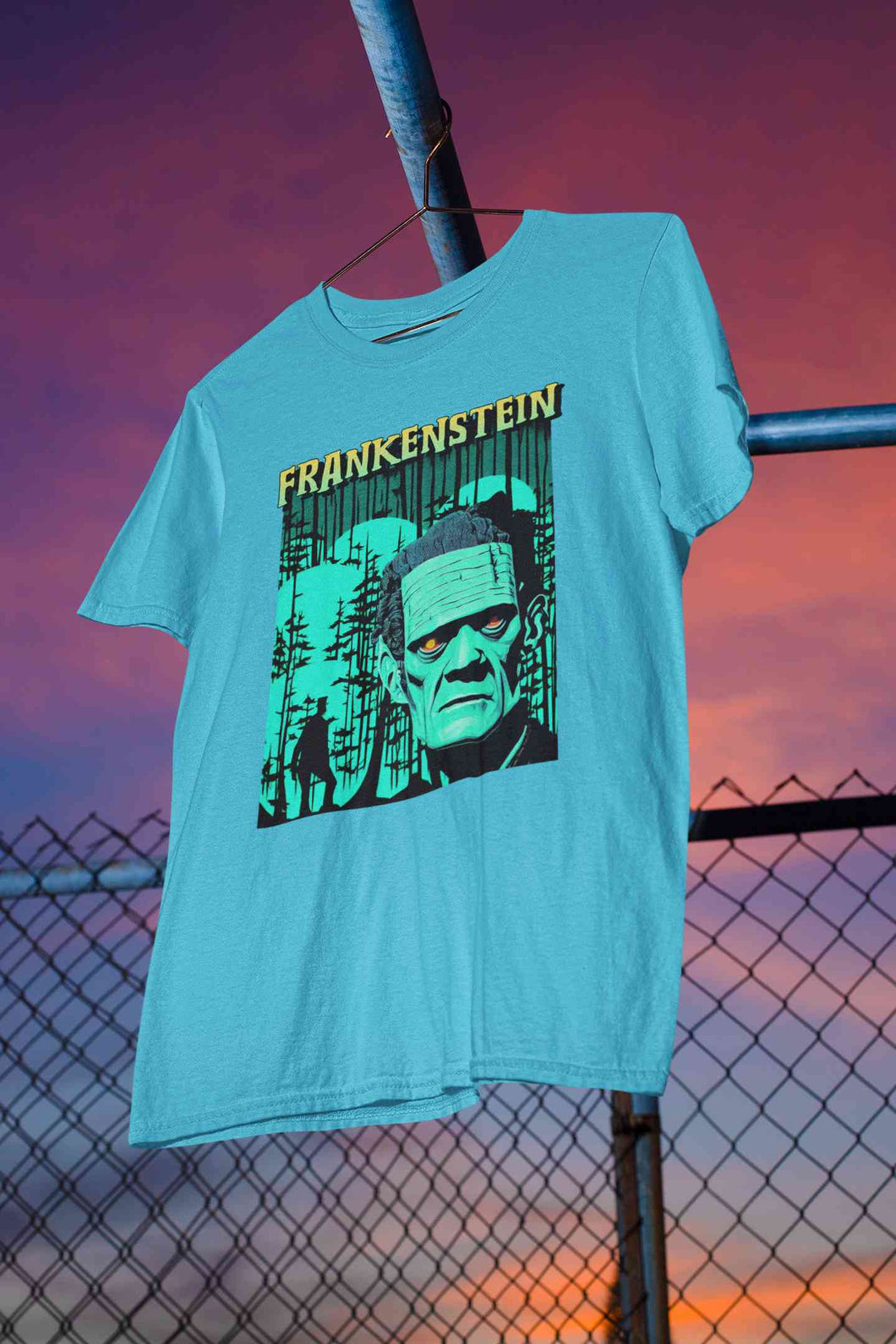 Horror Theme Frankenstein Mens Half Sleeves T-shirt- KidsFashionVilla