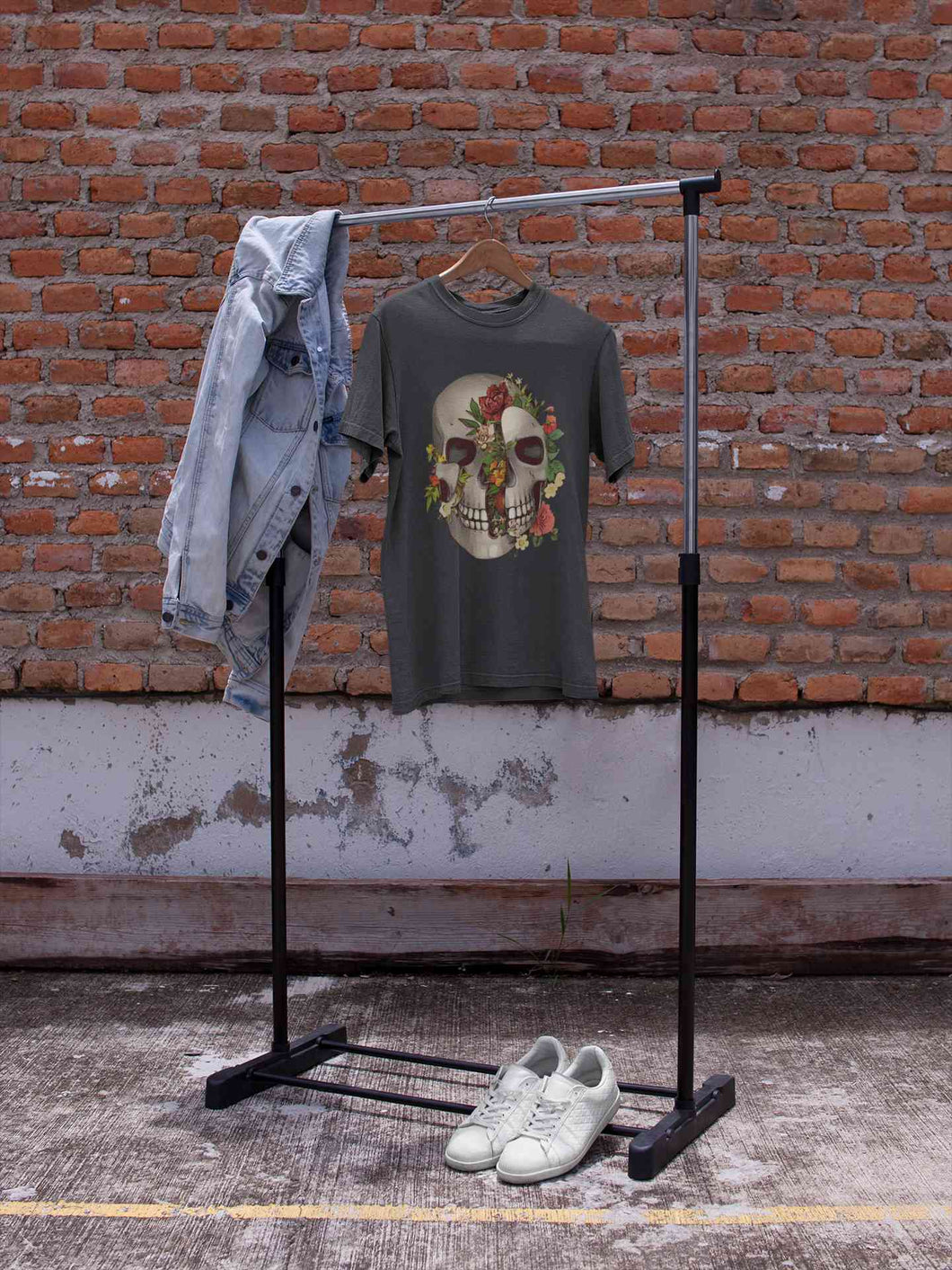 Floral And  Skull Print Mens Half Sleeves T-shirt- KidsFashionVilla