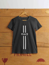 Load image into Gallery viewer, Strip Peace Women Half Sleeves T-shirt- KidsFashionVilla
