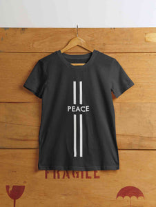 Strip Peace Women Half Sleeves T-shirt- KidsFashionVilla
