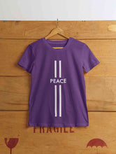 Load image into Gallery viewer, Strip Peace Women Half Sleeves T-shirt- KidsFashionVilla
