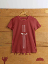 Load image into Gallery viewer, Strip Peace Women Half Sleeves T-shirt- KidsFashionVilla
