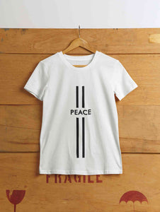 Strip Peace Women Half Sleeves T-shirt- KidsFashionVilla