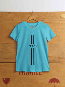 Strip Peace Women Half Sleeves T-shirt- KidsFashionVilla