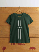 Load image into Gallery viewer, Strip Peace Women Half Sleeves T-shirt- KidsFashionVilla
