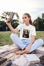 Load image into Gallery viewer, Bubble Gum Mona Lisa Women Half Sleeves T-shirt- KidsFashionVilla
