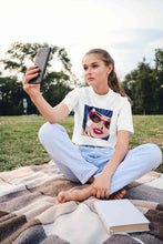 Load image into Gallery viewer, Pop Art Sunglasses Girl Women Half Sleeves T-shirt- KidsFashionVilla
