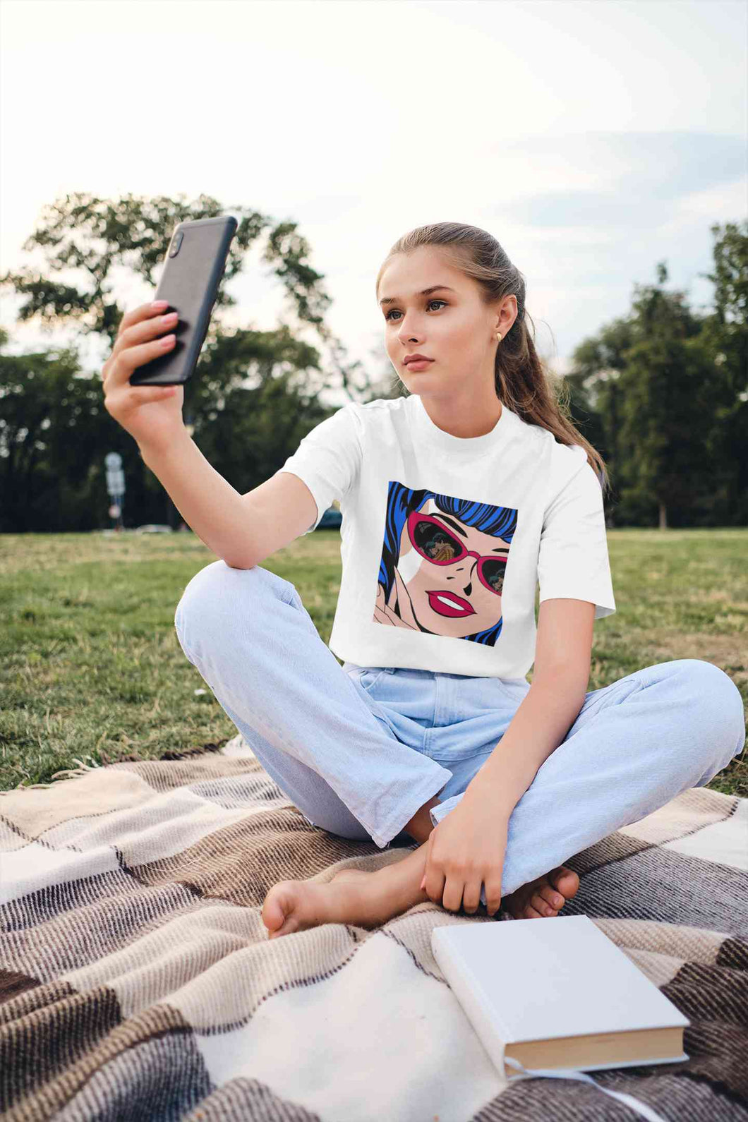 Pop Art Sunglasses Girl Women Half Sleeves T-shirt- KidsFashionVilla